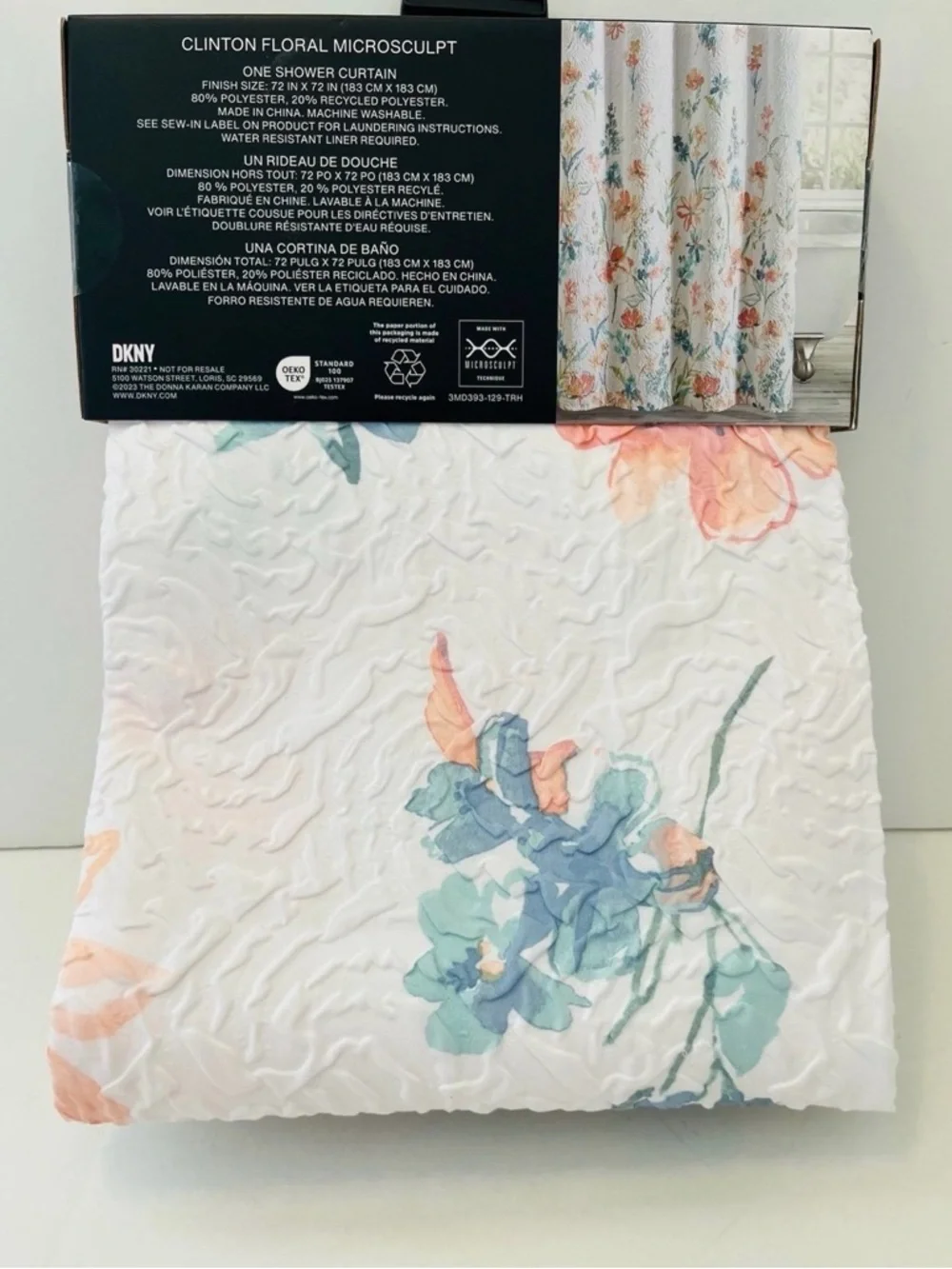 DKNY Clinton Floral Microsculpt Shower Curtain 72